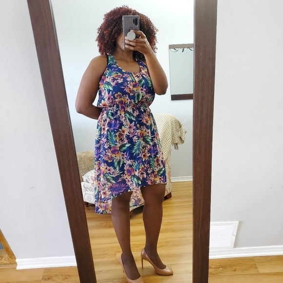 G:21 women flowy dress floral pattern size Large Asymmetrical Dress L - Picture 3 of 13